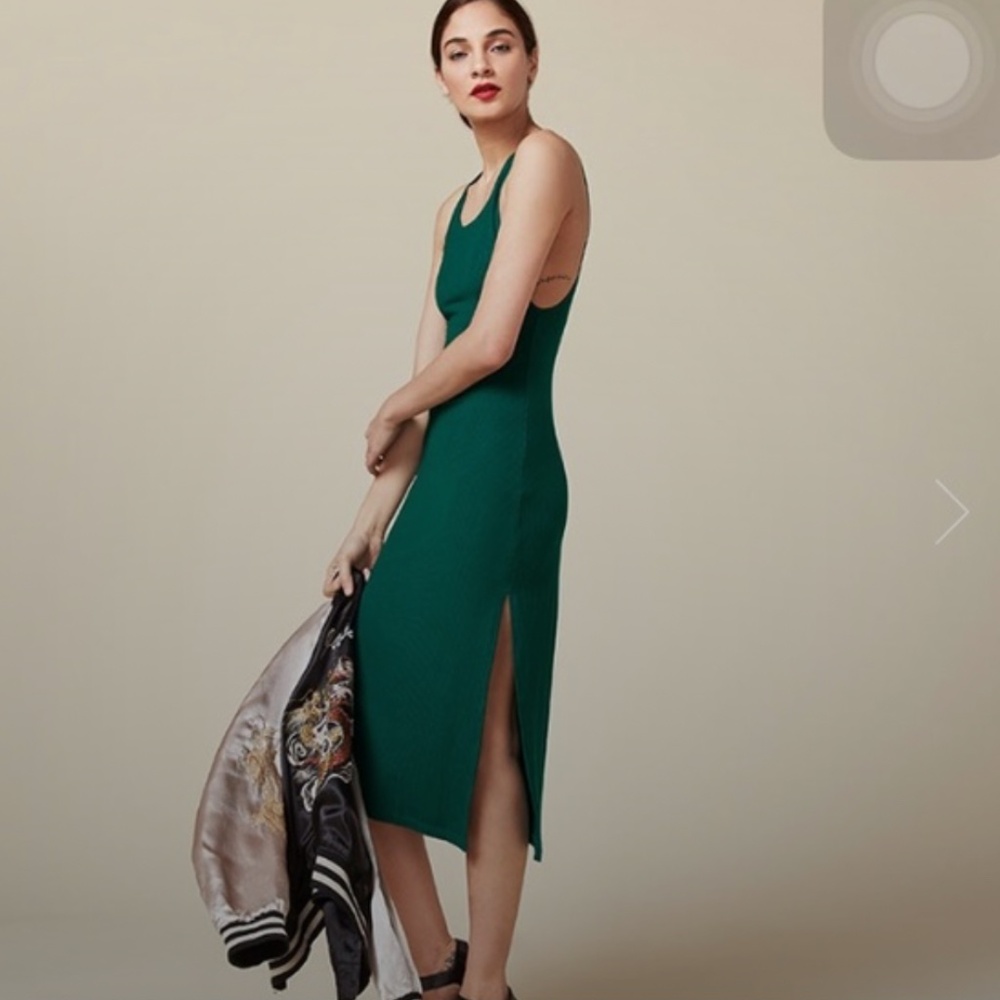 NWOT Reformation Ribbed Midi Dress Green - Picture 8 of 9